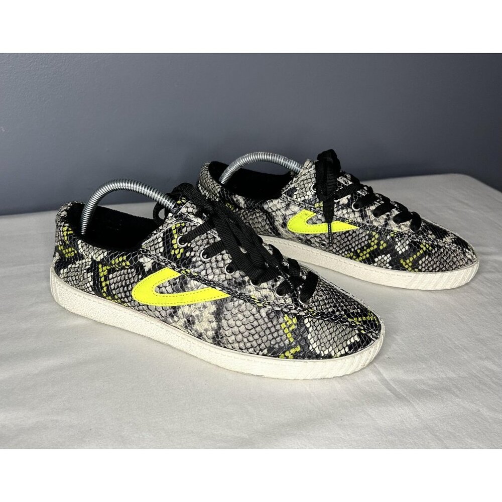 Tretorn Nylite 41 Plus Shoes Womens Size 9.5 Snake Print Neon Yellow Leather - Picture 5 of 16
